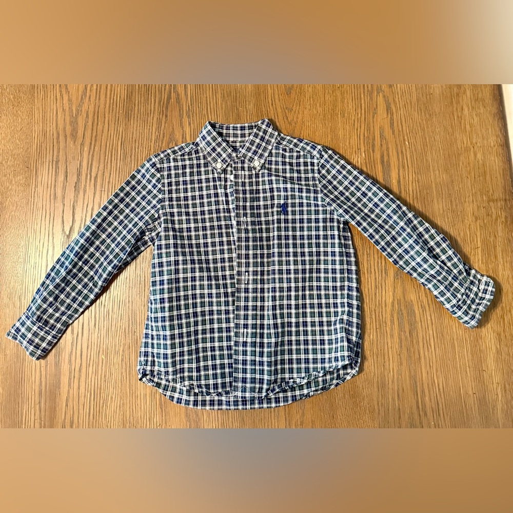 Ralph Lauren Polo Toddler Boys Plaid Cotton Poplin Long Sleeve Button Up Shirt